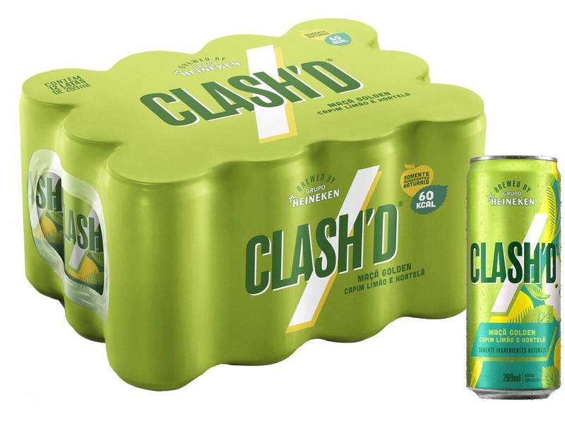 Refrigerante Lata Clashd Maçã Golden Hortelã - e Capim-Limão 12